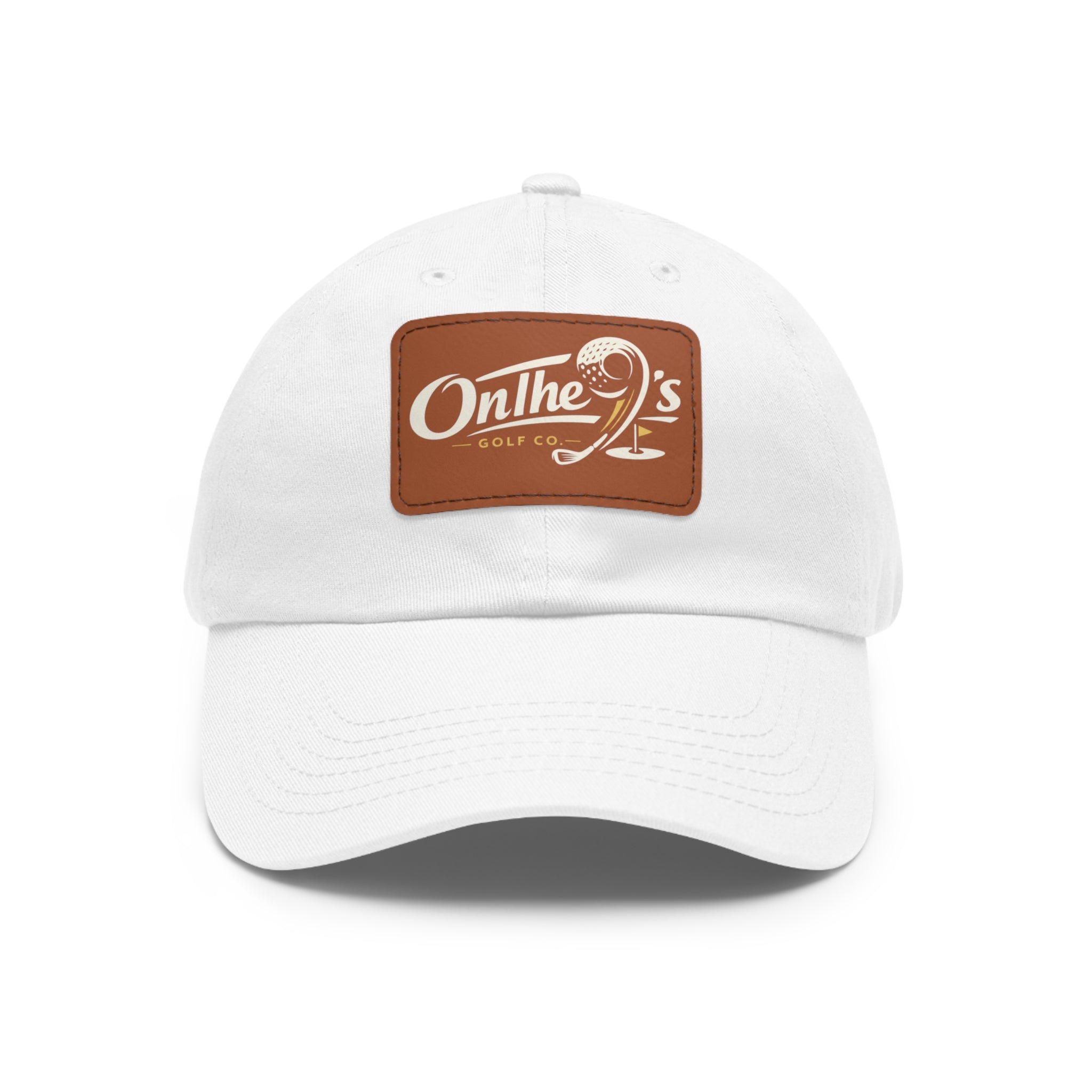 On The 9's Leather Patch Dad Hat – Vintage Golf Cap