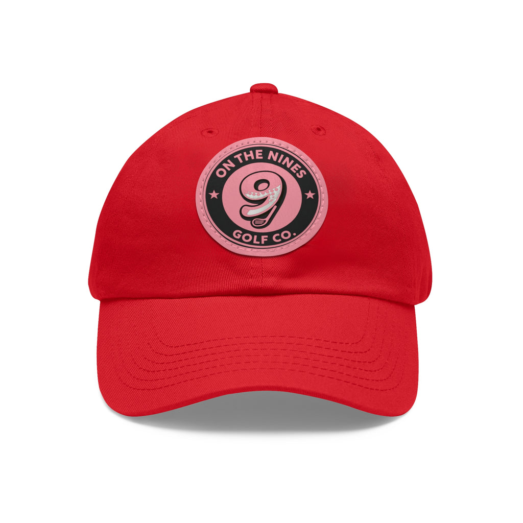 Golf Leather Patch Dad Hat — "On The Nines" Round Logo