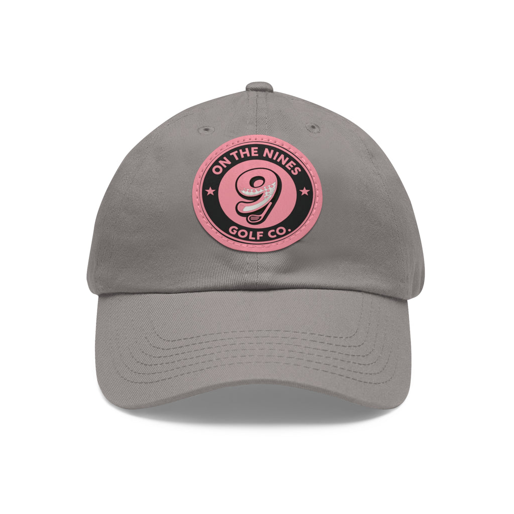 Golf Leather Patch Dad Hat — "On The Nines" Round Logo