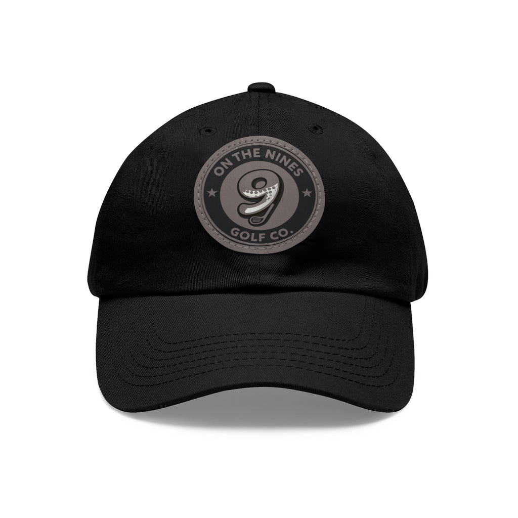 Golf Leather Patch Dad Hat — "On The Nines" Round Logo