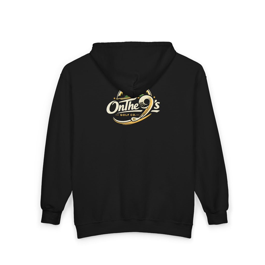 Golden 9s Zip Hoodie — Small Embroidered Chest Logo, Men’s & Women’s Casual Jacket