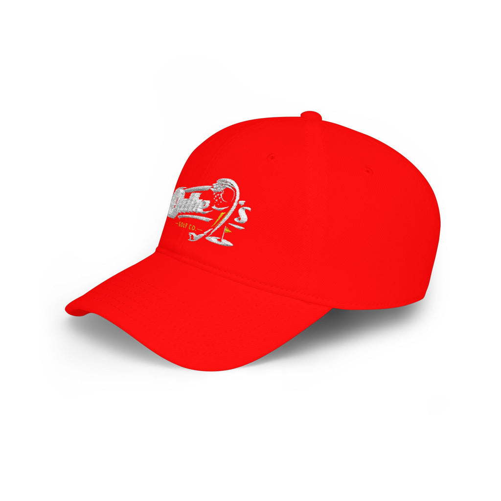 On The 9's Golf Low Profile Baseball Cap - Embroidered Red Golf Hat
