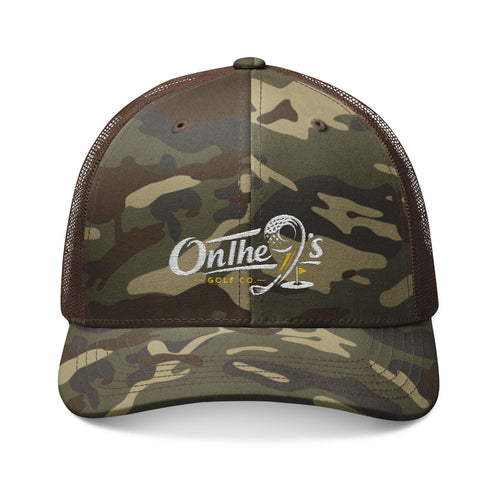 Camo Trucker Hat — "On The 9's" Embroidered Golf Cap