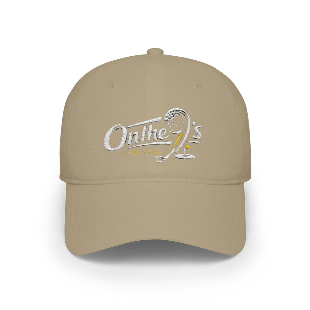 On The 9's Golf Low Profile Baseball Cap - Embroidered Red Golf Hat