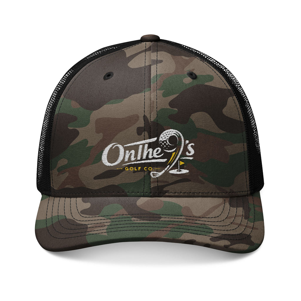 Camo Trucker Hat — "On The 9's" Embroidered Golf Cap