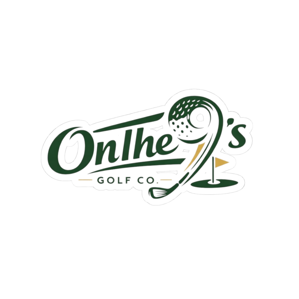 On The 9's Golf Co. Kiss-Cut Sticker — Golf Ball & Flag Logo Decal