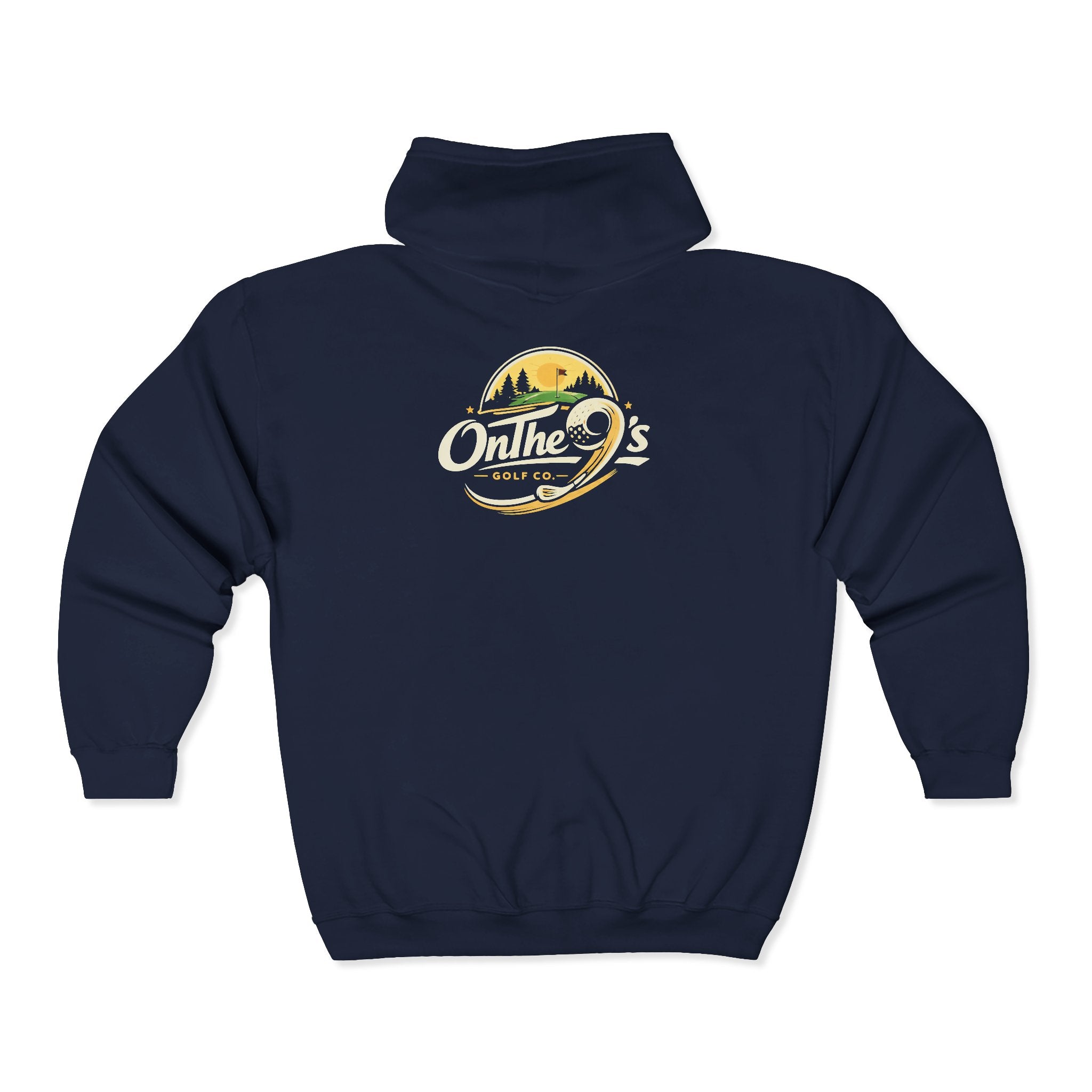 Golden 9s Zip Hoodie — Small Embroidered Chest Logo, Men’s & Women’s Casual Jacket