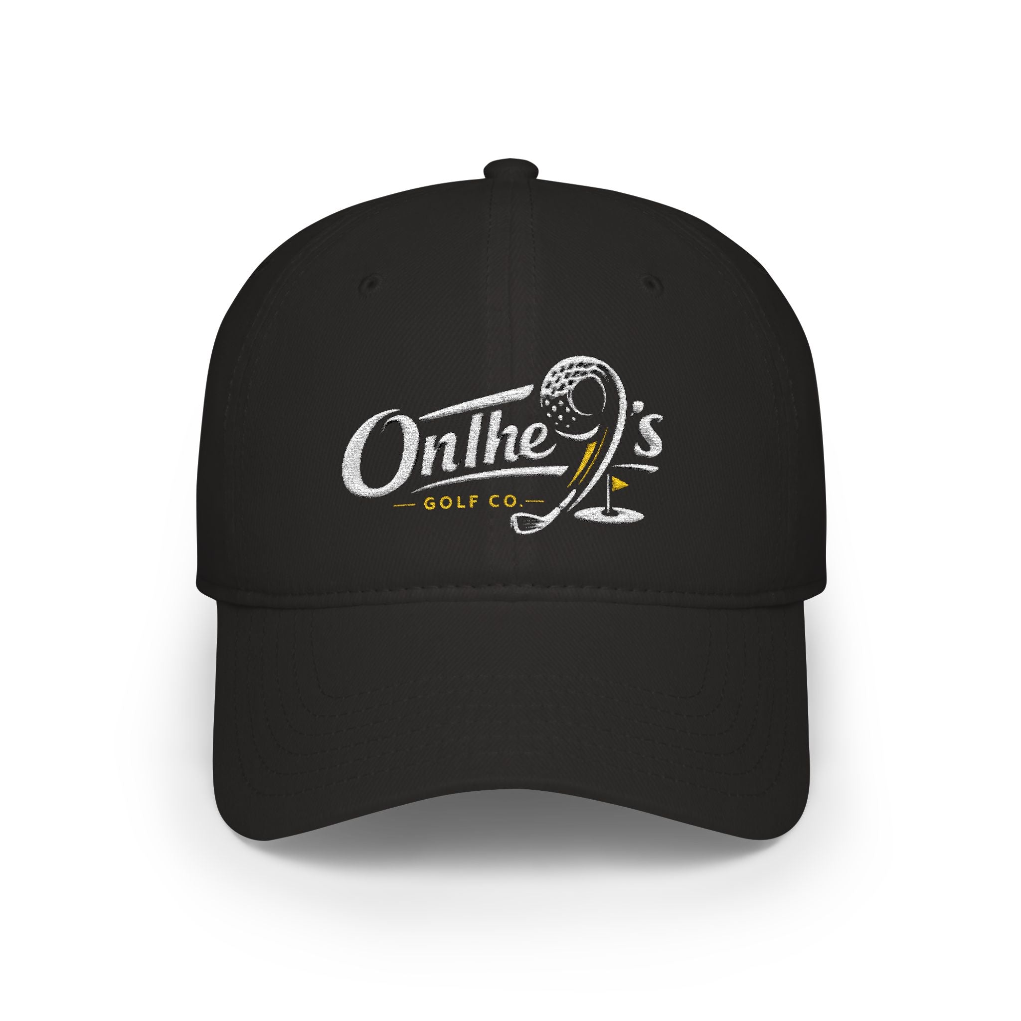 On The 9's Golf Low Profile Baseball Cap - Embroidered Red Golf Hat