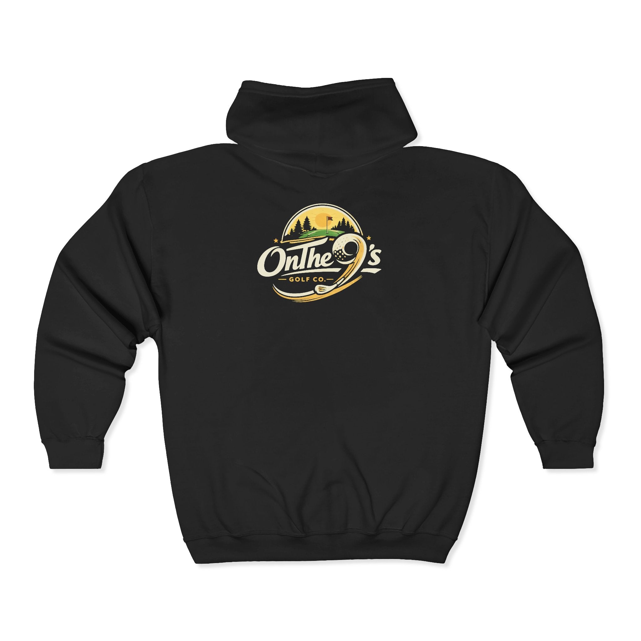 Golden 9s Zip Hoodie — Small Embroidered Chest Logo, Men’s & Women’s Casual Jacket