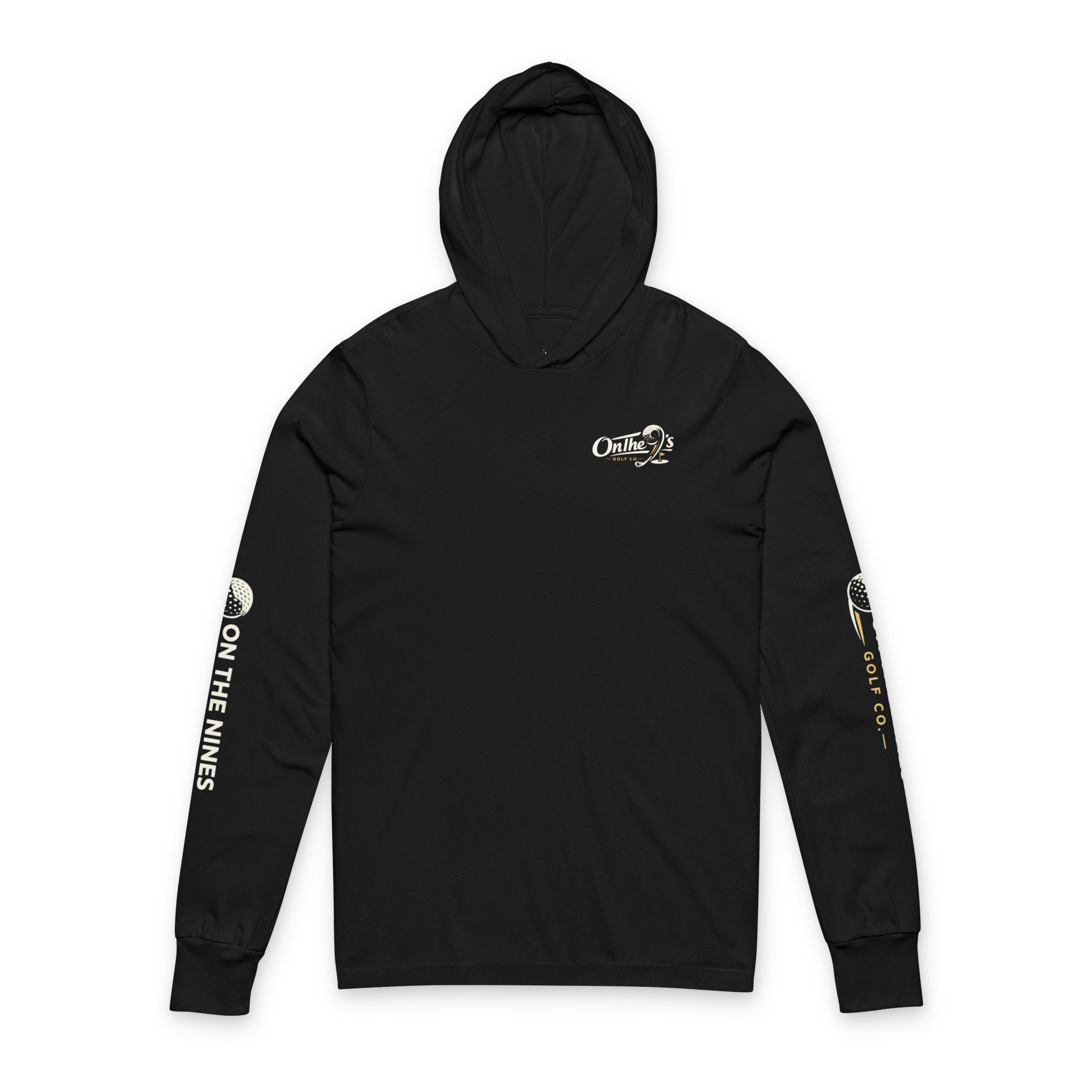 Hooded Long Sleeve Tee — Minimal Back Logo Casual Hoodie Tee