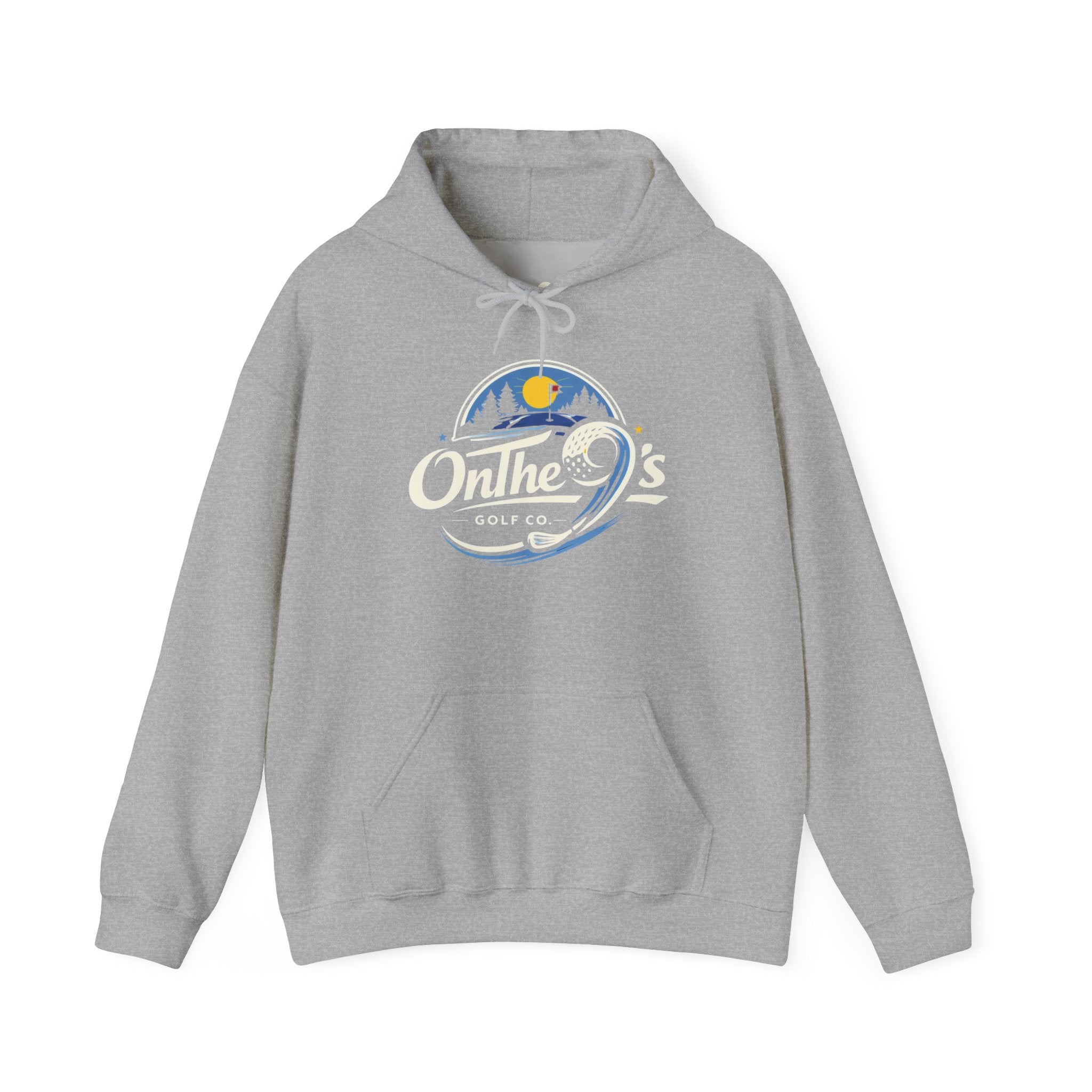 Golf Hoodie — "On The 9's" Vintage Night Golf Logo Sweatshirt