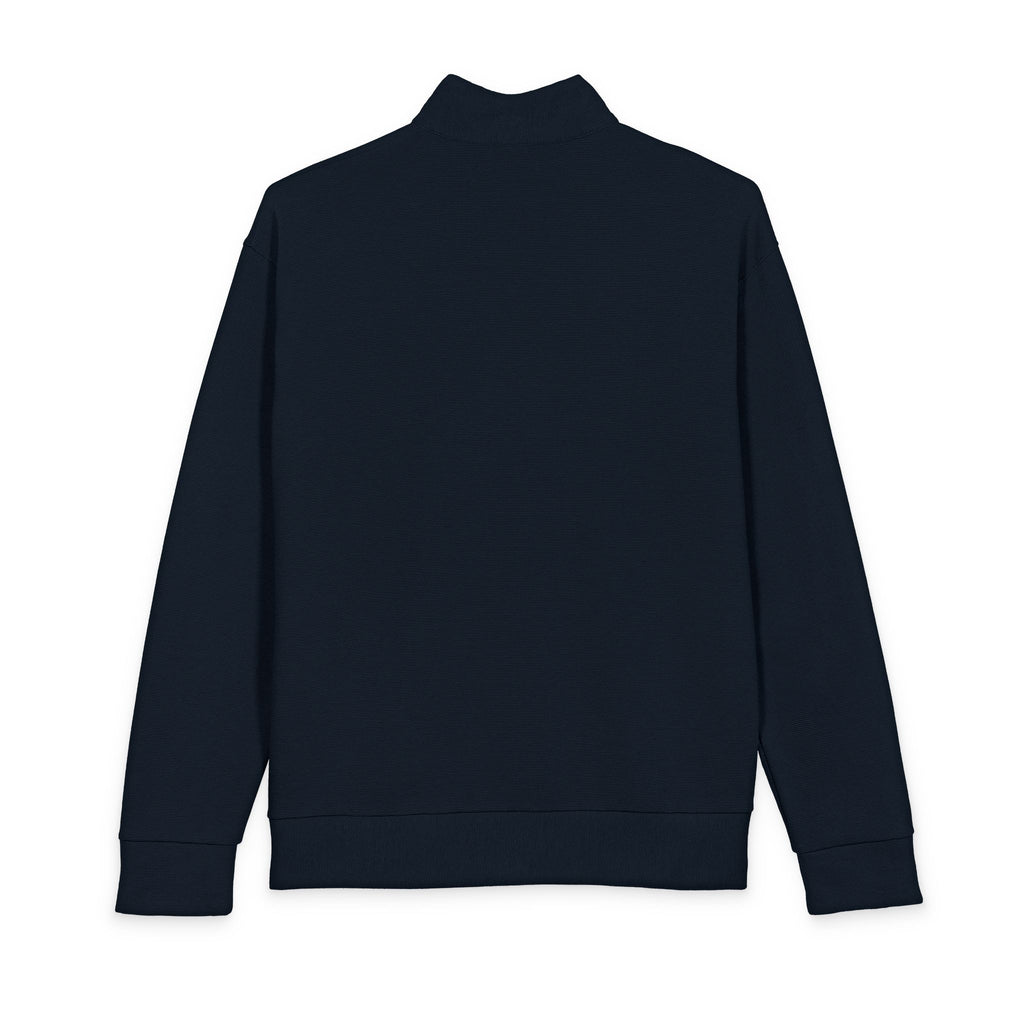 Men's Black Quarter-Zip Pullover with Blue Floral 'S' Embroidered Chest