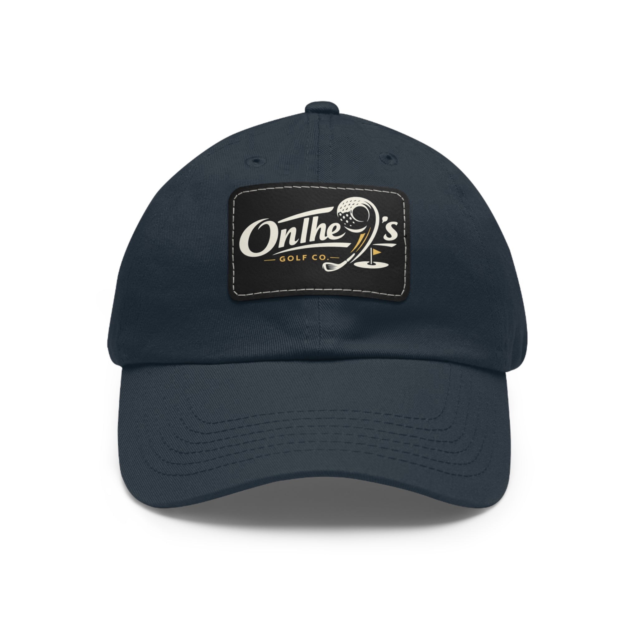 On The 9's Leather Patch Dad Hat – Vintage Golf Cap