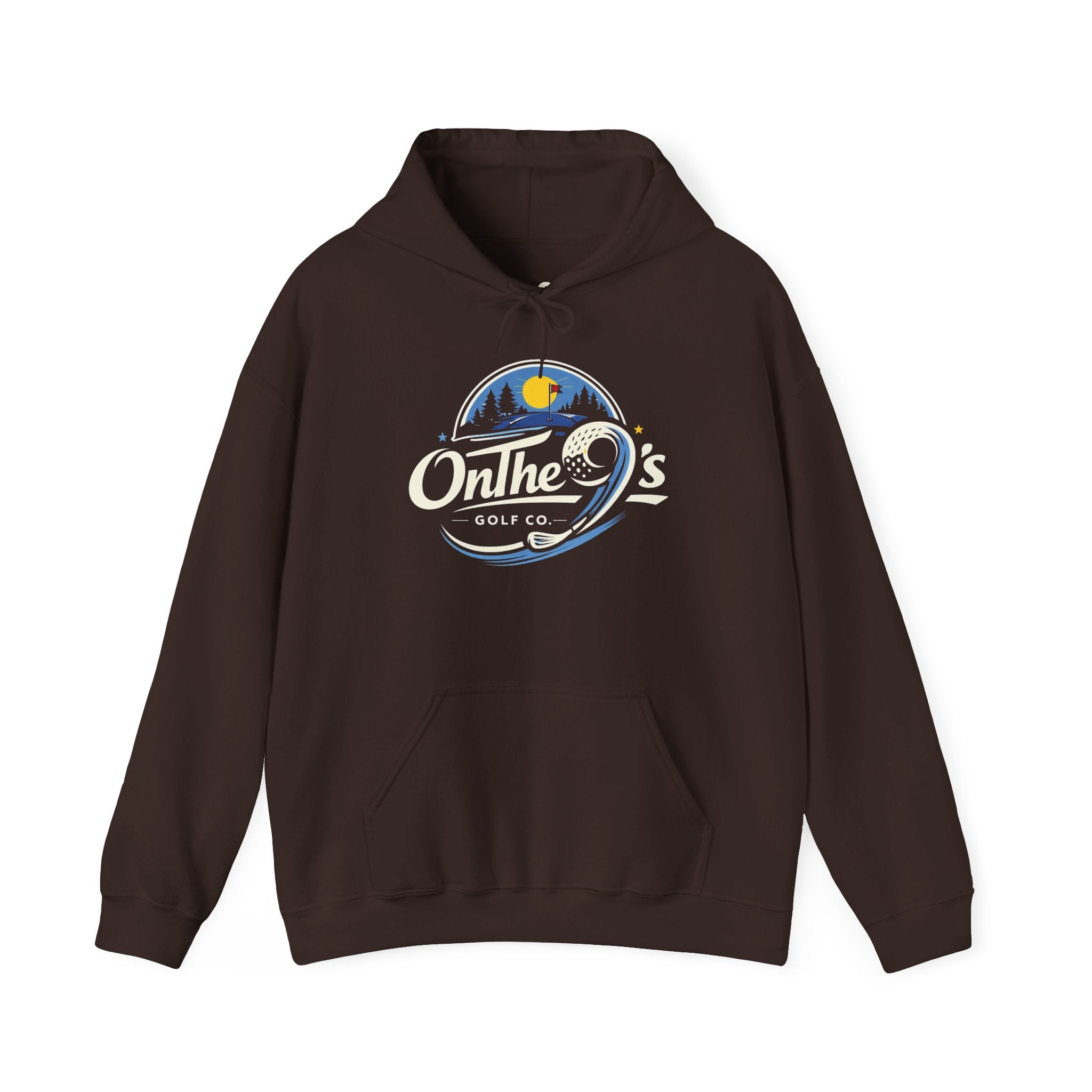 Golf Hoodie — "On The 9's" Vintage Night Golf Logo Sweatshirt