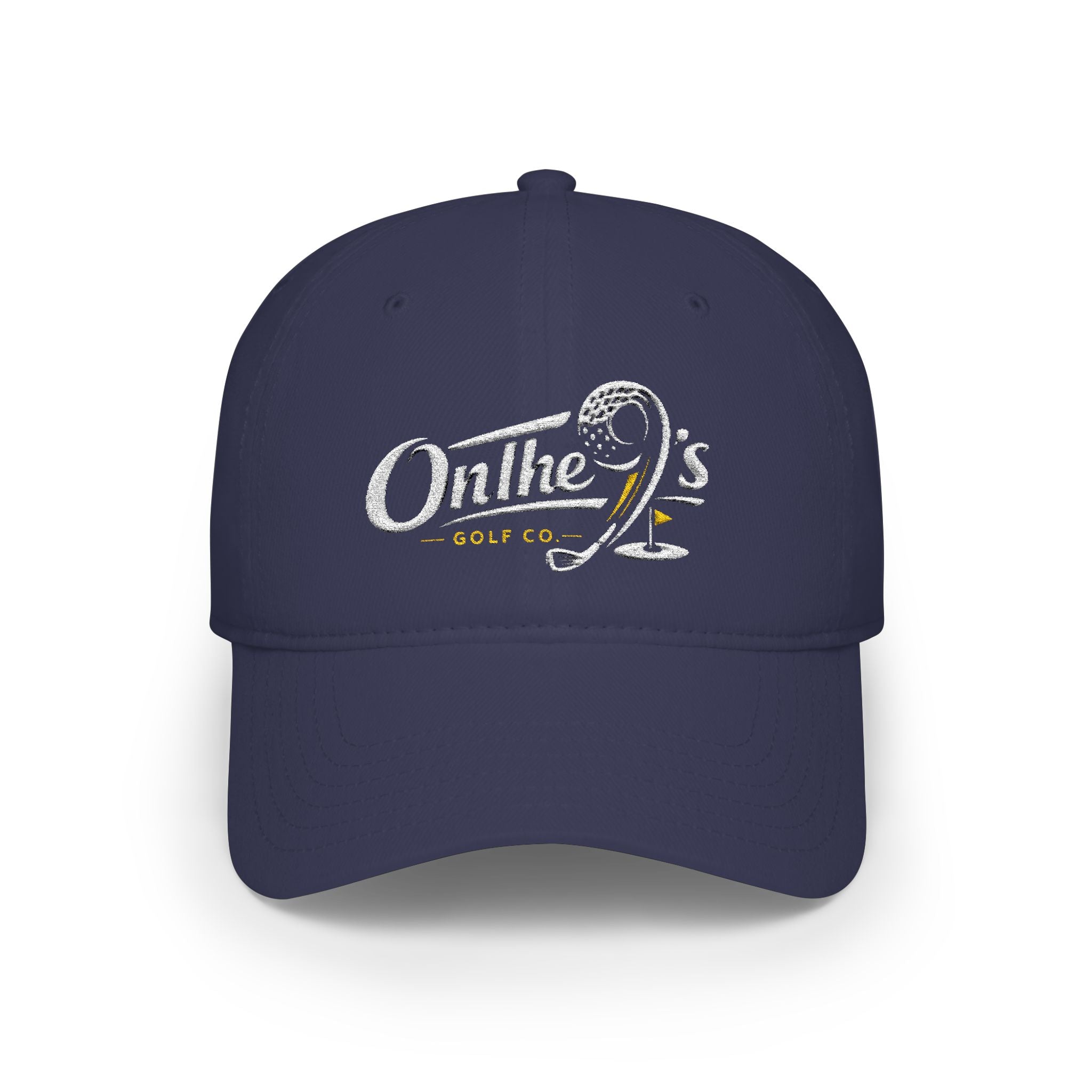 On The 9's Golf Low Profile Baseball Cap - Embroidered Red Golf Hat
