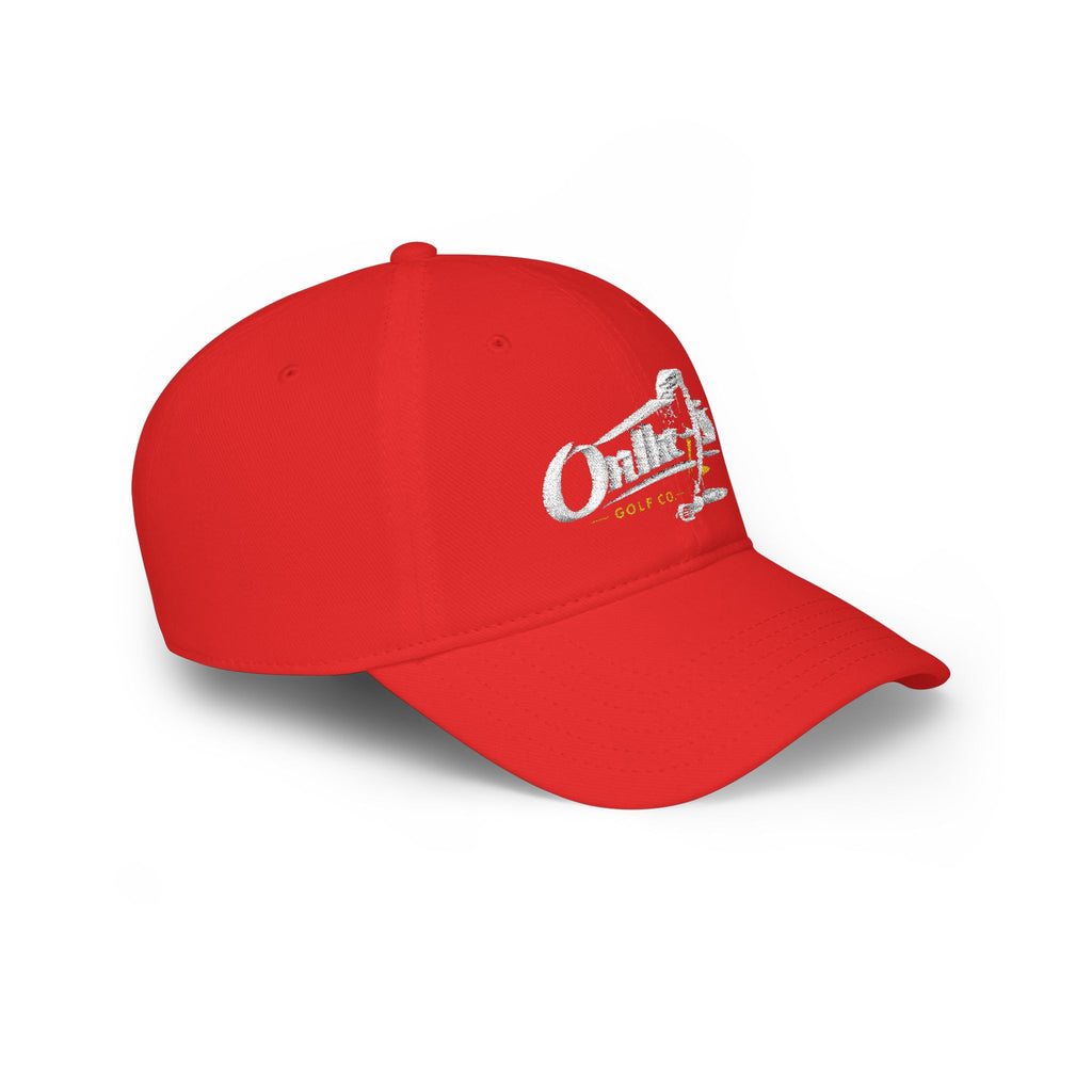 On The 9's Golf Low Profile Baseball Cap - Embroidered Red Golf Hat