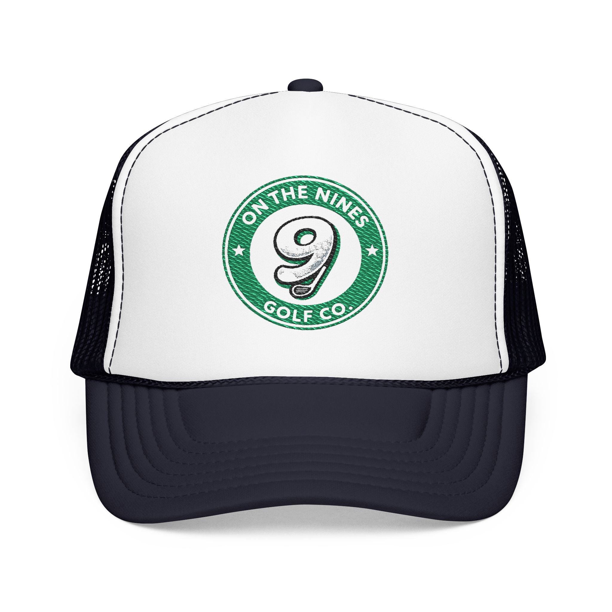 On The Nines Golf Co. Foam Trucker Hat — Vintage 9 Logo Golf Cap