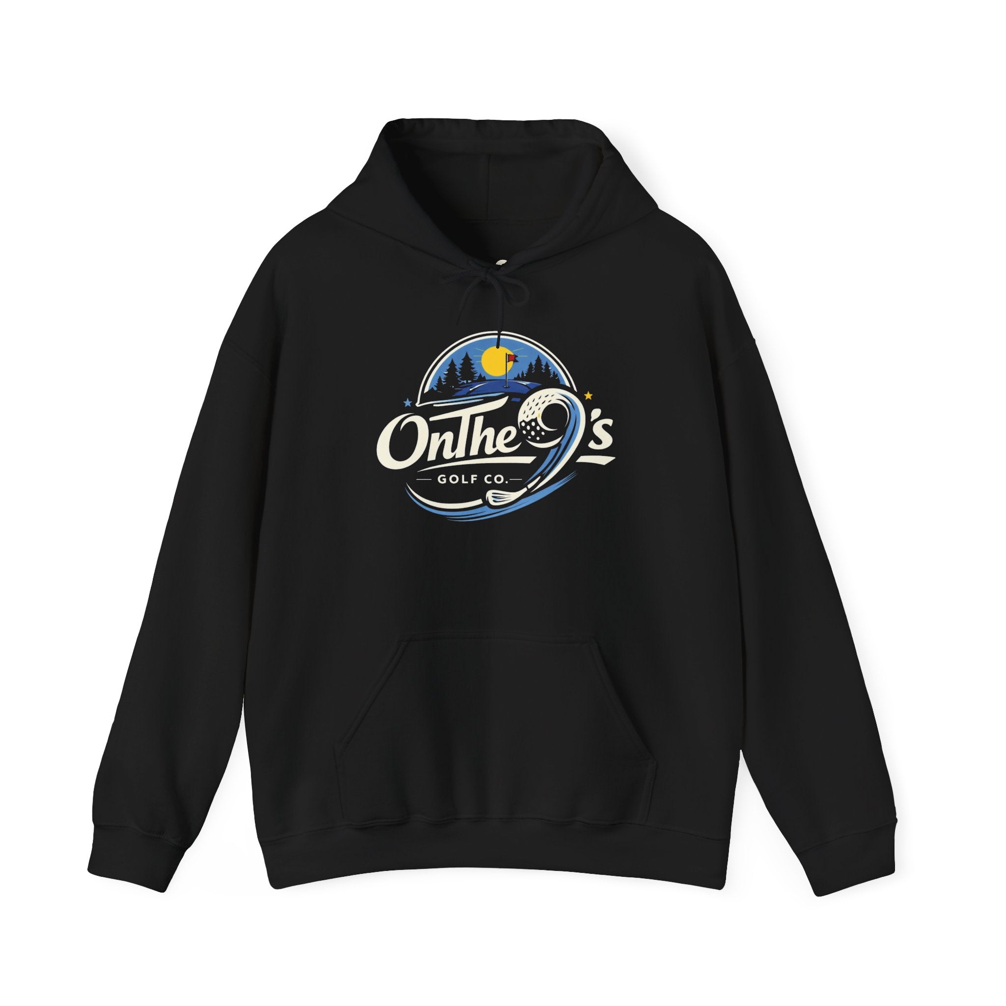 Golf Hoodie — "On The 9's" Vintage Night Golf Logo Sweatshirt