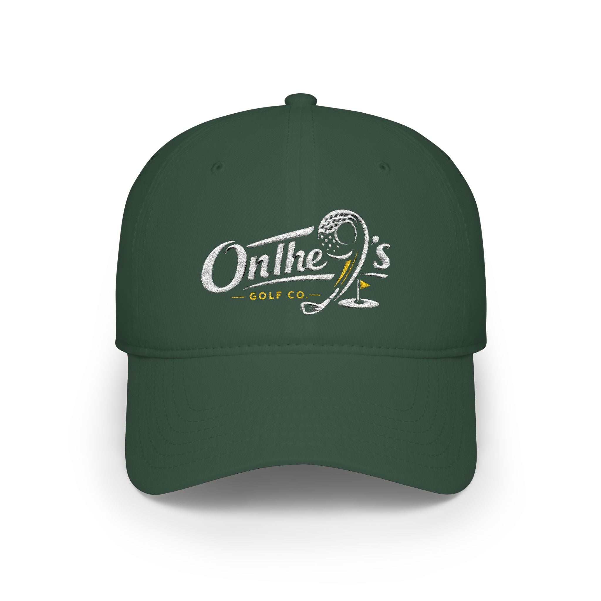 On The 9's Golf Low Profile Baseball Cap - Embroidered Red Golf Hat