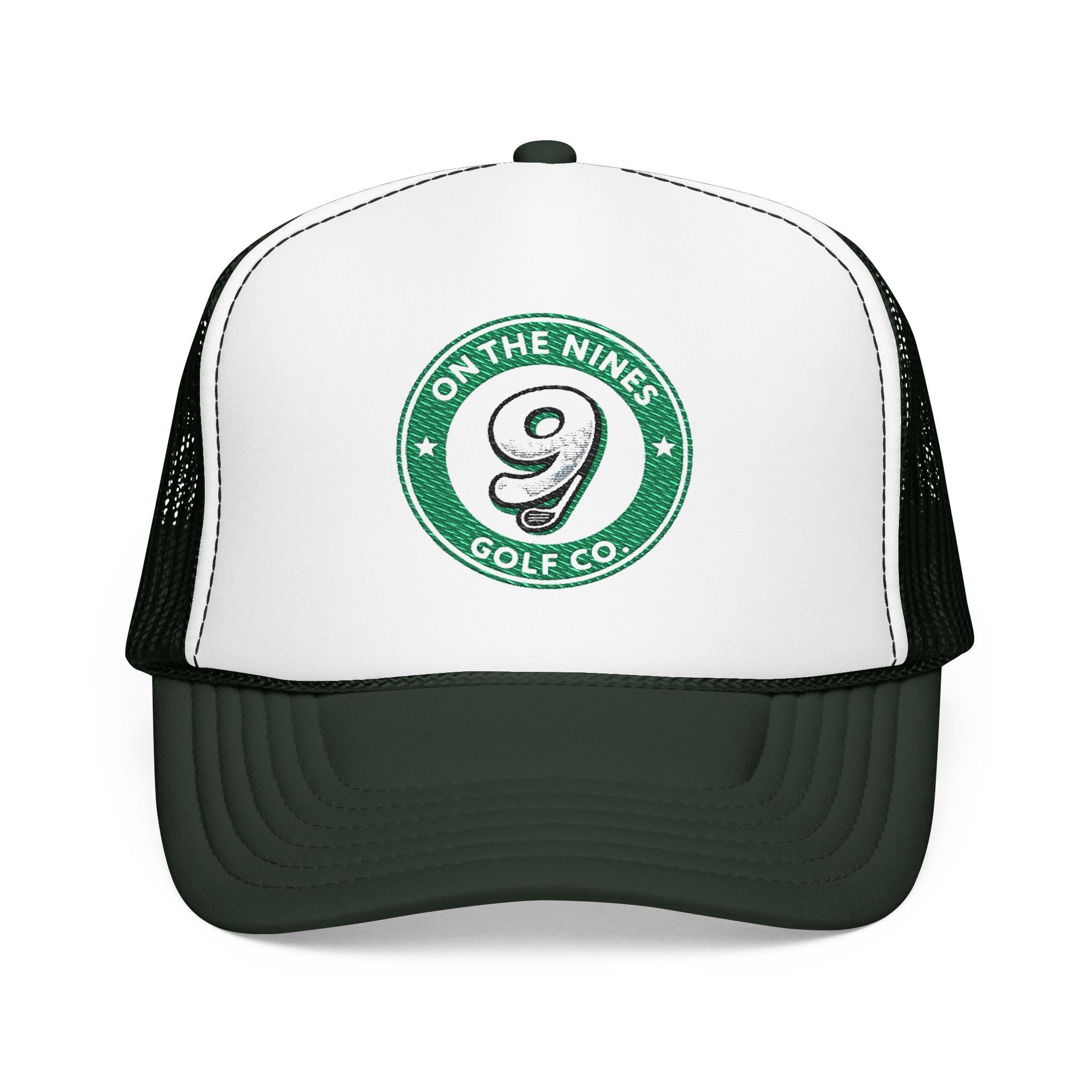 On The Nines Golf Co. Foam Trucker Hat — Vintage 9 Logo Golf Cap