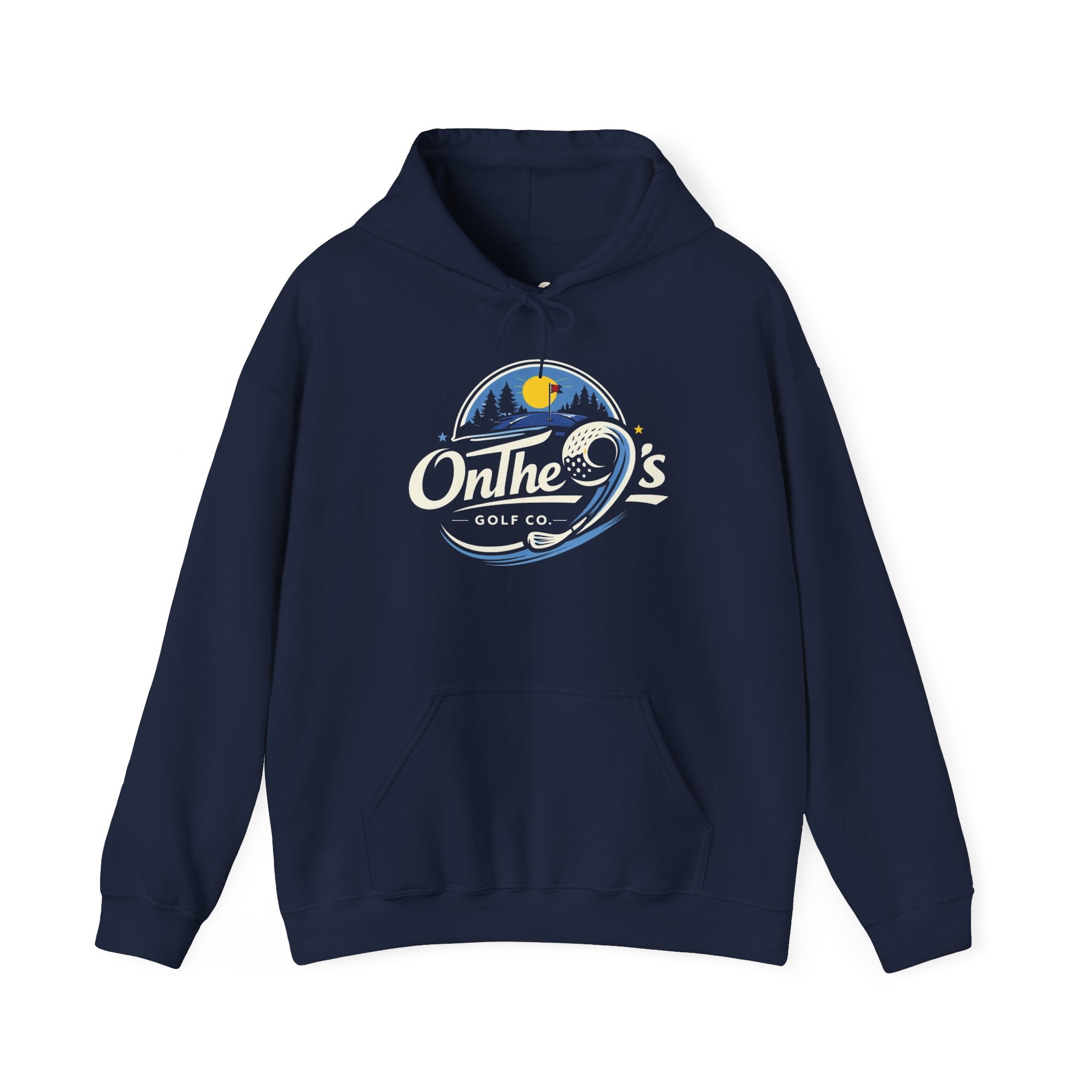 Golf Hoodie — "On The 9's" Vintage Night Golf Logo Sweatshirt