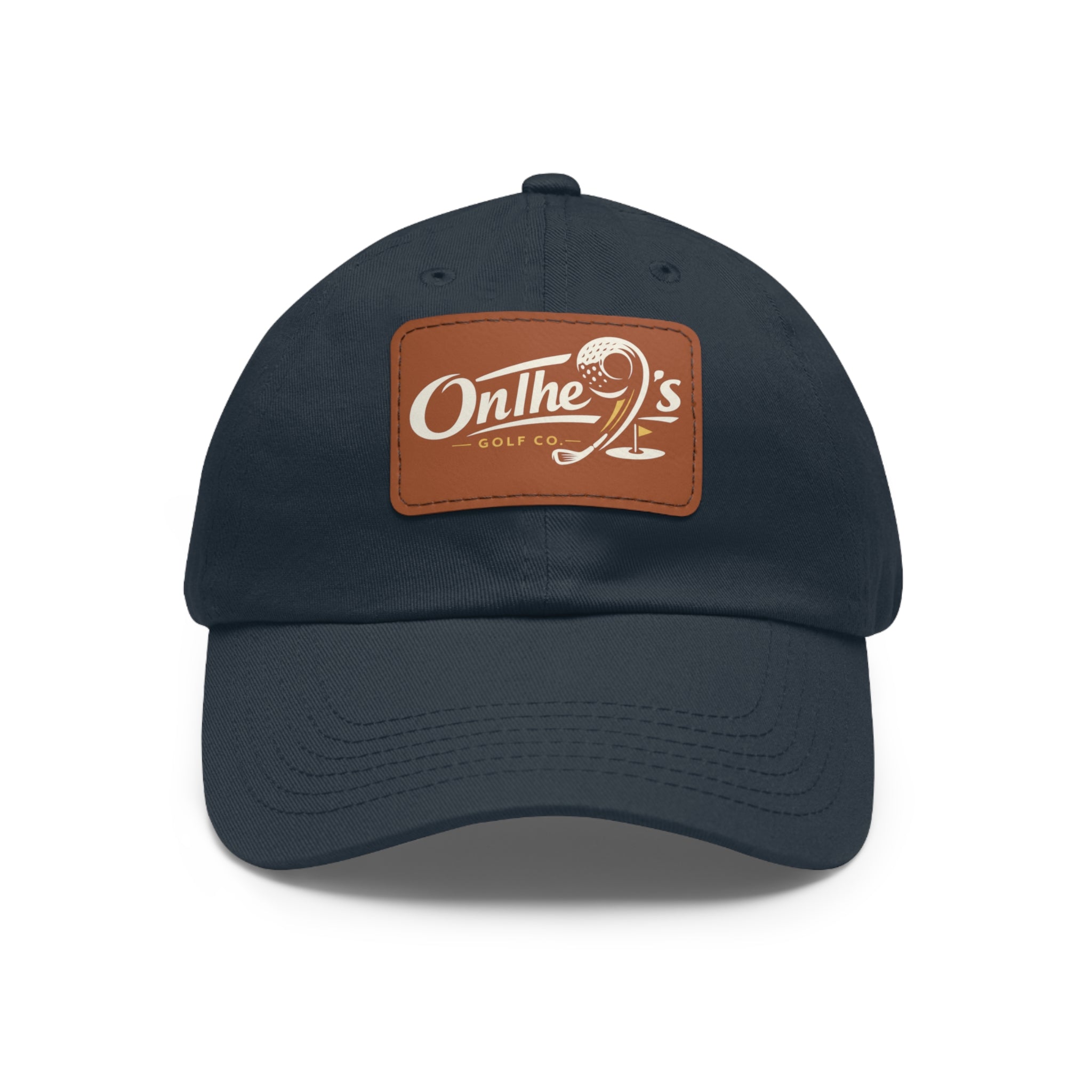 On The 9's Leather Patch Dad Hat – Vintage Golf Cap