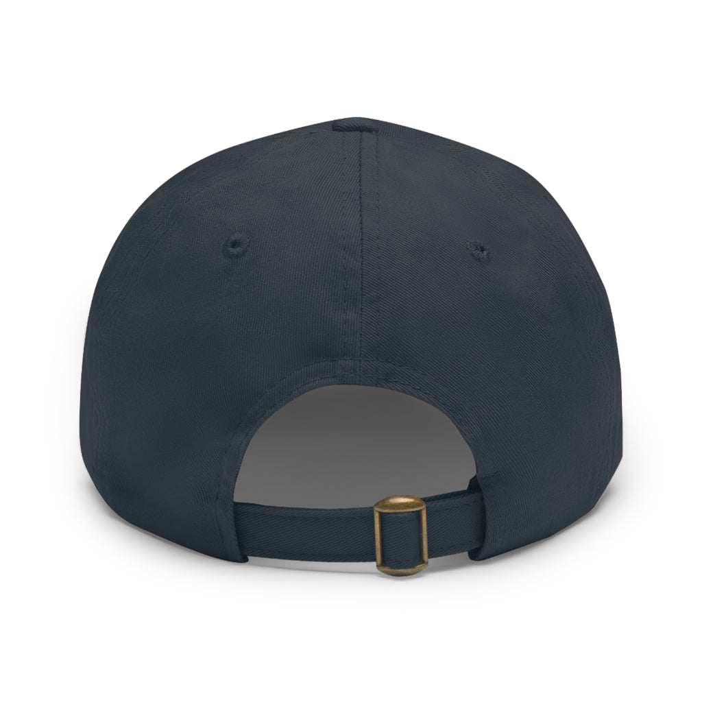 Golf Dad Hat with Round Leather Patch — "On the 9s" Vintage Golf Logo