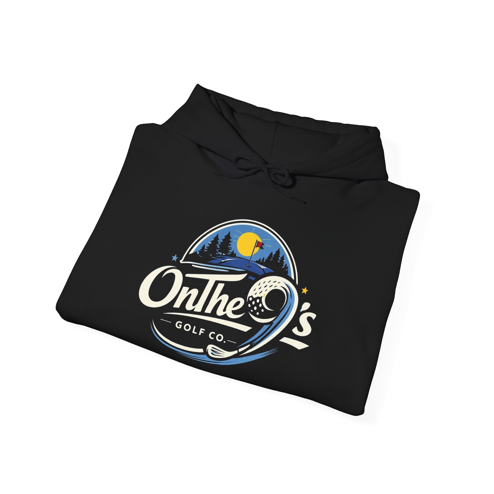 Golf Hoodie — "On The 9's" Vintage Night Golf Logo Sweatshirt