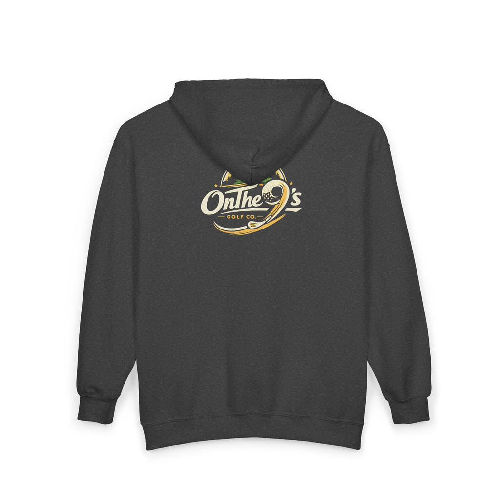 Golden 9s Zip Hoodie — Small Embroidered Chest Logo, Men’s & Women’s Casual Jacket