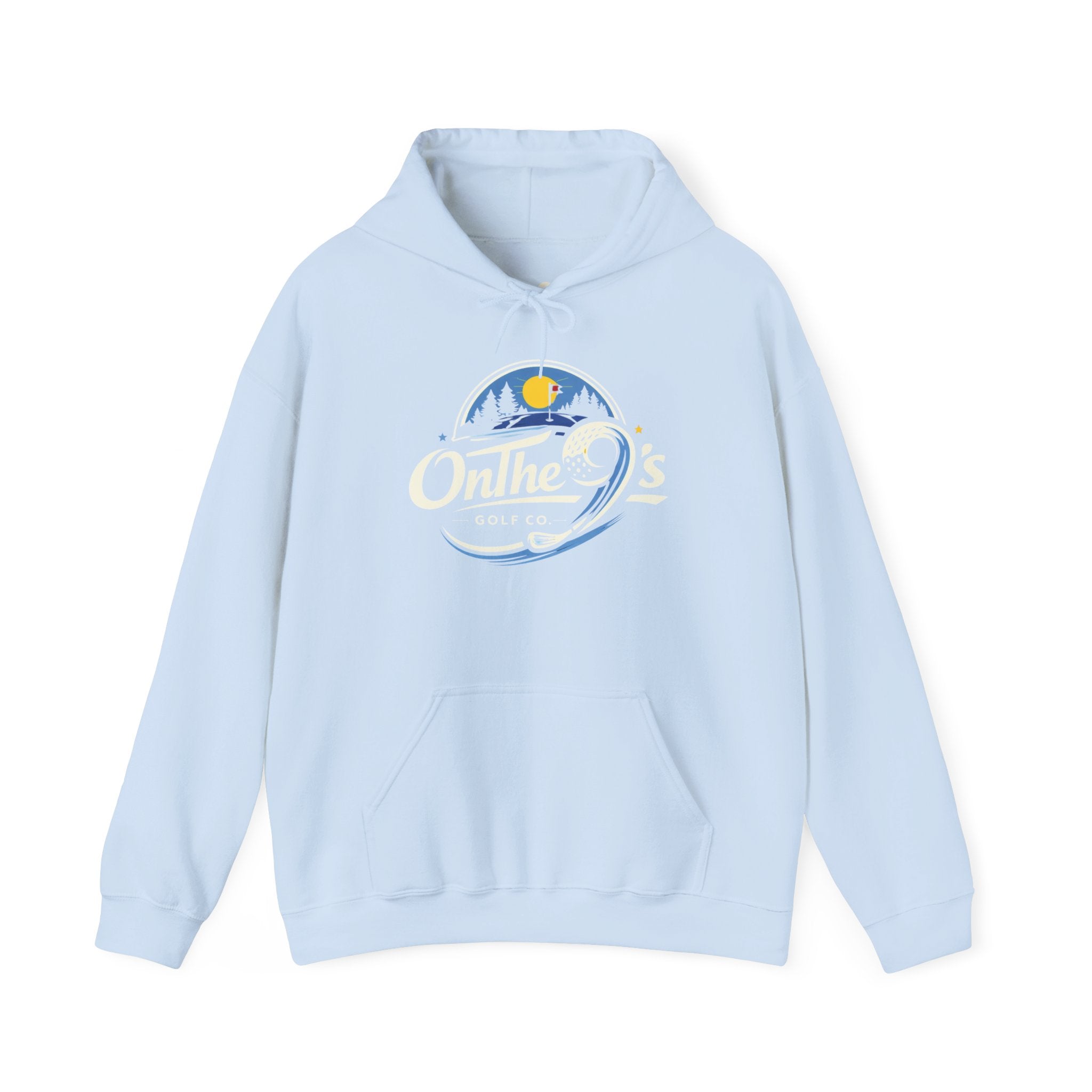 Golf Hoodie — "On The 9's" Vintage Night Golf Logo Sweatshirt