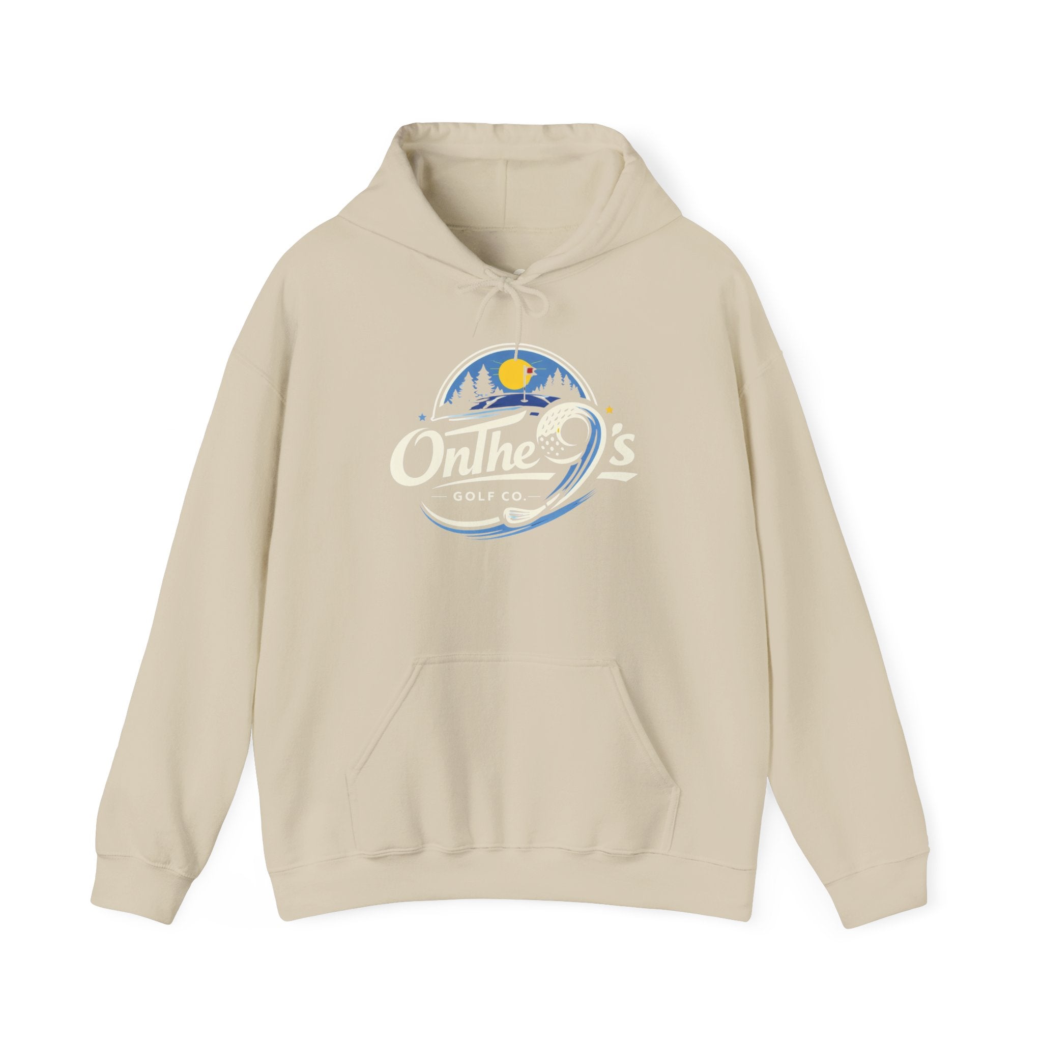 Golf Hoodie — "On The 9's" Vintage Night Golf Logo Sweatshirt